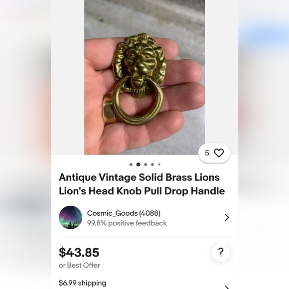 Lion Head Door Knocker in Bronze - Picture 6 of 6